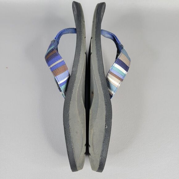 Clarks Tate Muse Flip Flops Striped Strap Slip On Thong Sandals Blue Size 6M - Picture 9 of 12
